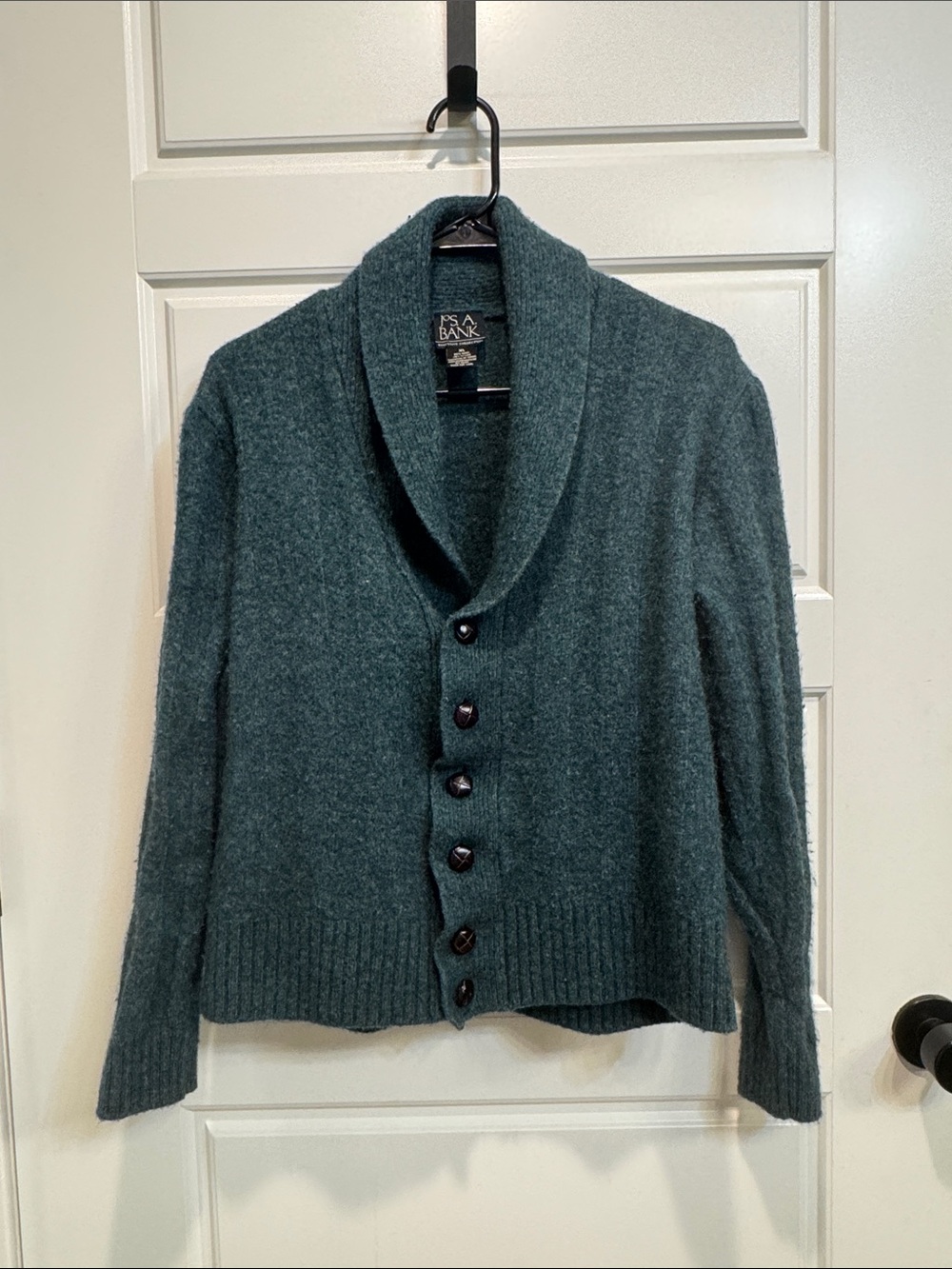 Jos. A. Bank Dark Teal Shawl-Collar Button Cardigan